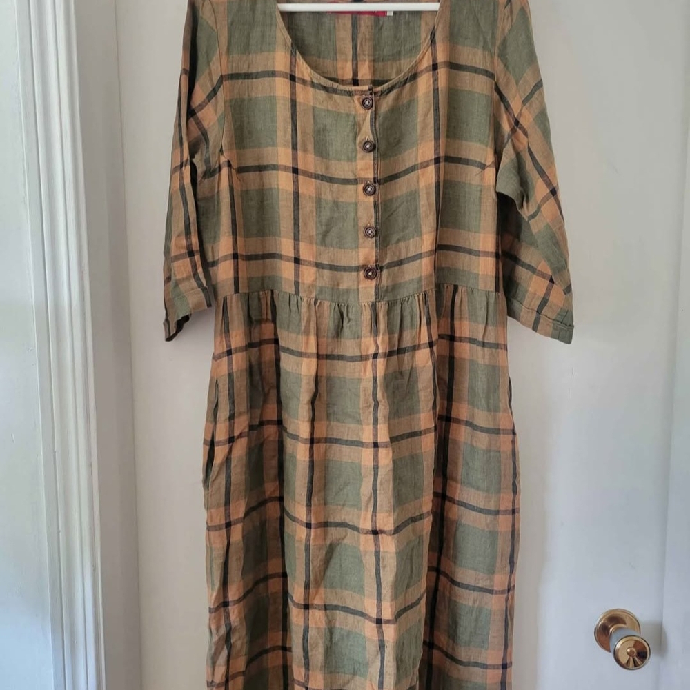Plaid Button-Front Dress